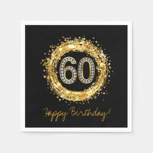 Diamant Nummer 60 Glitzer Bling Confetti Gold Serviette