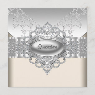 Diamant-Perlen weiße Quinceanera Einladungen