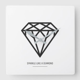 Diamant Quadratische Wanduhr