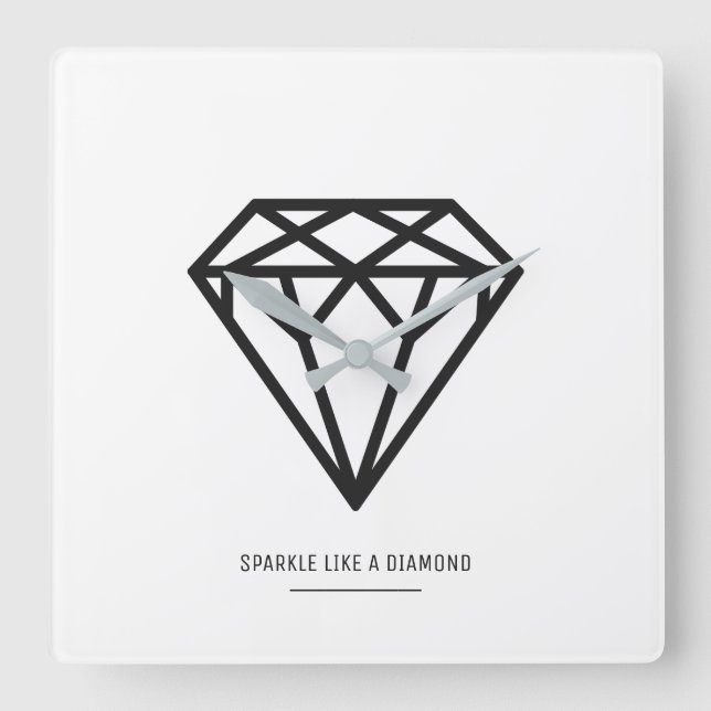 Diamant Quadratische Wanduhr (Vorderseite)