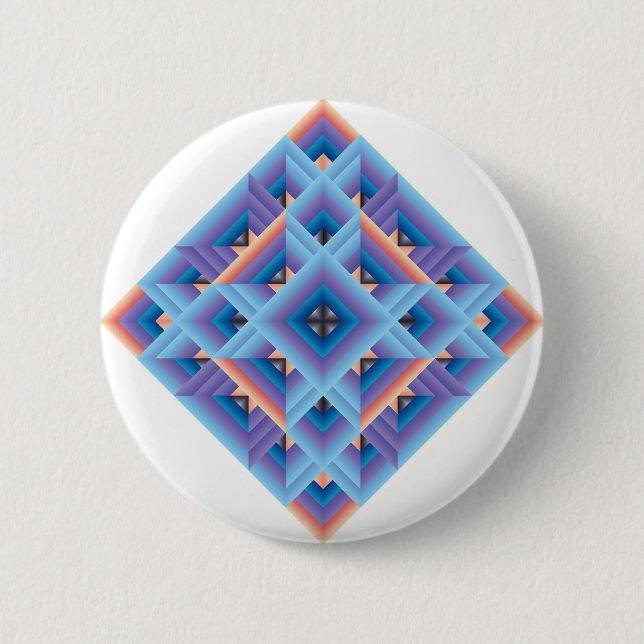 Diamant Quilt in Blau und Lila Button (Vorderseite)