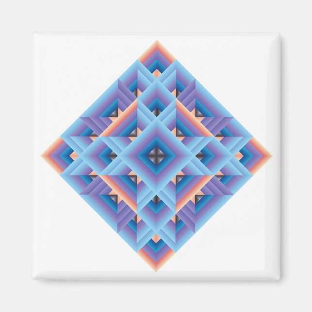 Diamant Quilt in Blau und Lila Magnet (Vorne)