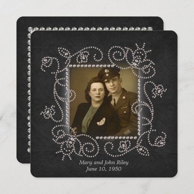 Diamant Rahmen Hochzeit Jubiläum Open House Einladung (Vorne/Hinten)