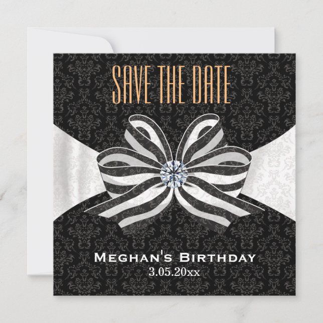 Diamant Ribbon mit Damaskusmuster-Variation Save The Date (Vorderseite)