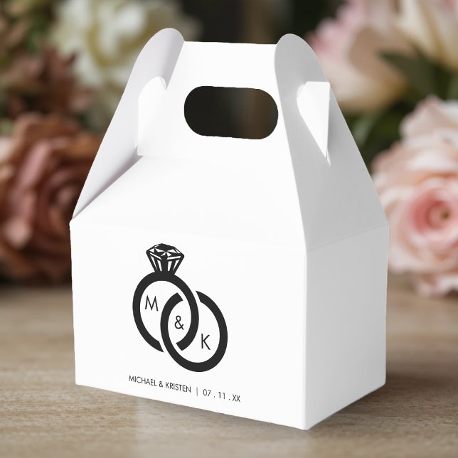 Diamant Ring Couple Monogram Wedding Geschenkschachtel (Diamond Ring Couple Monogram Wedding Favor Boxes
)