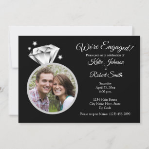 Diamant Ring Engagement Party Foto Einladung