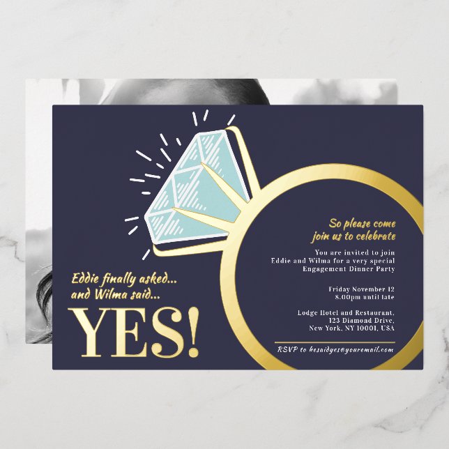 Diamant-Ringgrafik-Foto der Einsatzpartei Folieneinladung (Vorderseite/Rückseite)