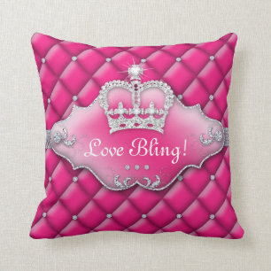 Diamant-Rosa Prinzessin-Crown Pillow Tufted Satin Kissen