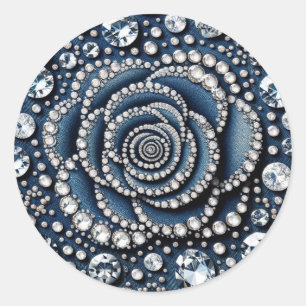 Diamant-Rosa- und Denim-Glam-Süßigkeiten-16-Geburt Runder Aufkleber