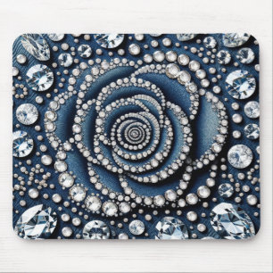 Diamant-Rose- & Denim-Glam-Bling-Juwelen Mousepad