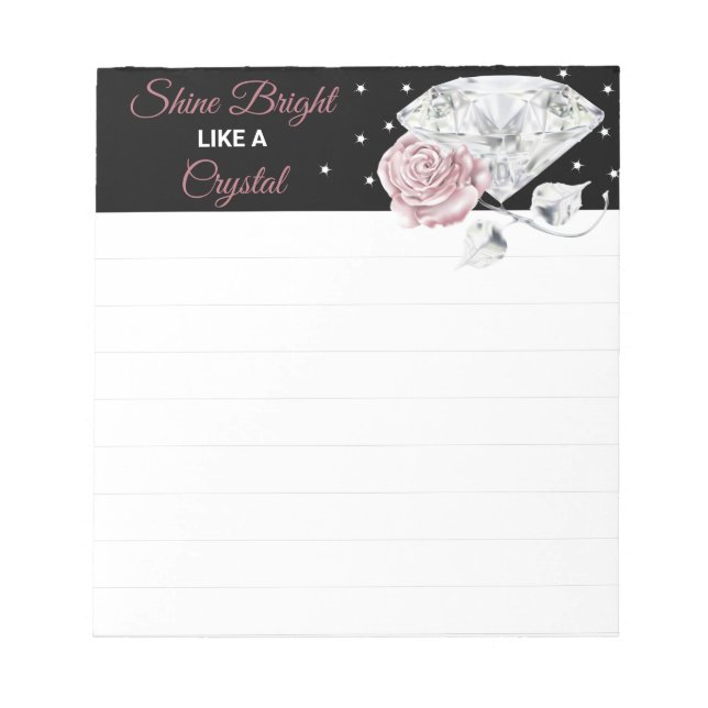 Diamant-Rose, floraler Notepad Notizblock (Vorderseite)