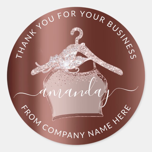 Diamant-Rose Kleiderhanger Logo Name Dankeschön Sh Runder Aufkleber (Vorderseite)