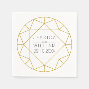 Diamant-Schmuck geometrische Glitzer Hochzeit Serviette