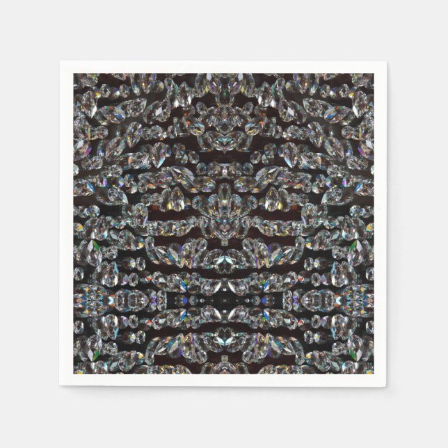 Diamant-Schmuckmuster elegantes silberfarbenes Par Serviette (Vorderseite)