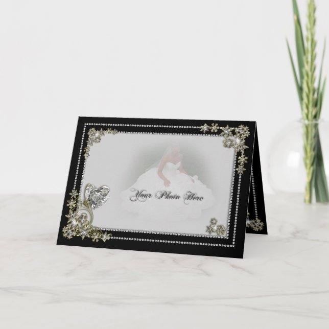 Diamant-Schnee-Flocke u. Herz-Winter-Foto Karte (Vorderseite)