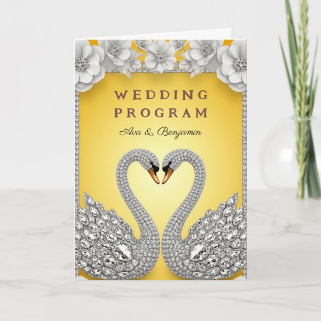 Diamant-Schwan-Hochzeitspaar Luxus-Romantik-Thema Programm (Vorderseite)