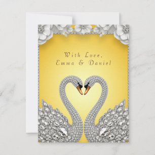 🌸 Diamant-Schwäne Spiegellayout Romantisches Layo RSVP Karte