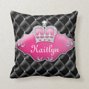 Diamant-Schwarzes Prinzessin-Crown Pillow Tufted Kissen