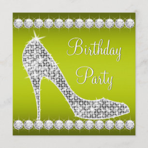 Diamant Sellerie Grün High Heel Schuh Geburtstagsf Einladung