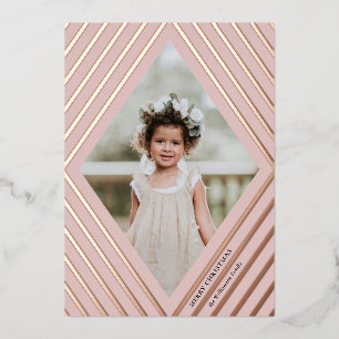 Diamant Streifen Rahmen Foto Weihnachten   Blüte Folien Feiertagskarte