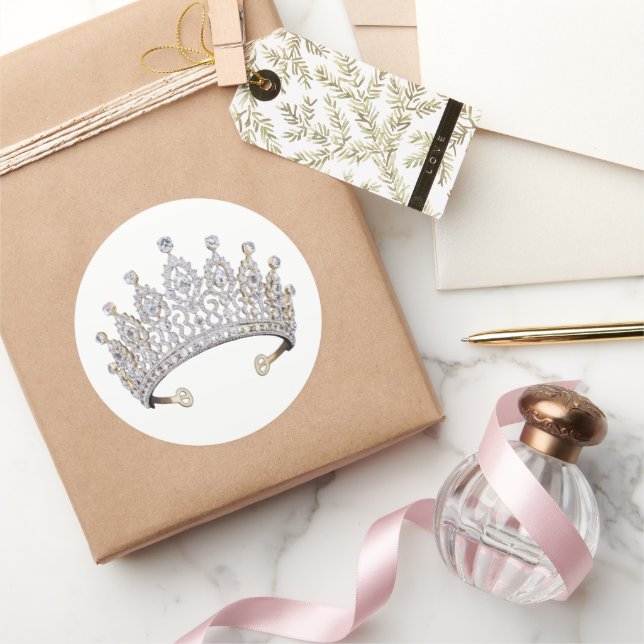 Diamant-Tiara-Geschenk Runder Aufkleber (Schenken)