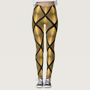 Diamant Tile Pattern Gold Leggings