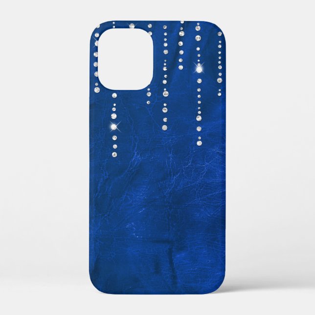 Diamant-Tropfen auf blauem Leder Case-Mate iPhone Hülle (Rückseite)