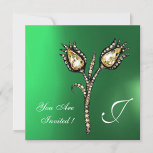 DIAMANT-TULPEN MONOGRAMM ,Grüner Jade Einladung