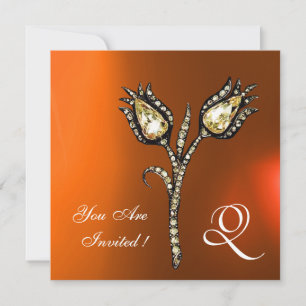 DIAMANT-TULPEN MONOGRAMM, Orange Grau Achat Einladung