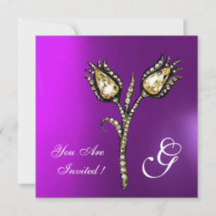 DIAMANT-TULPEN MONOGRAMM , Violett Lila Einladung