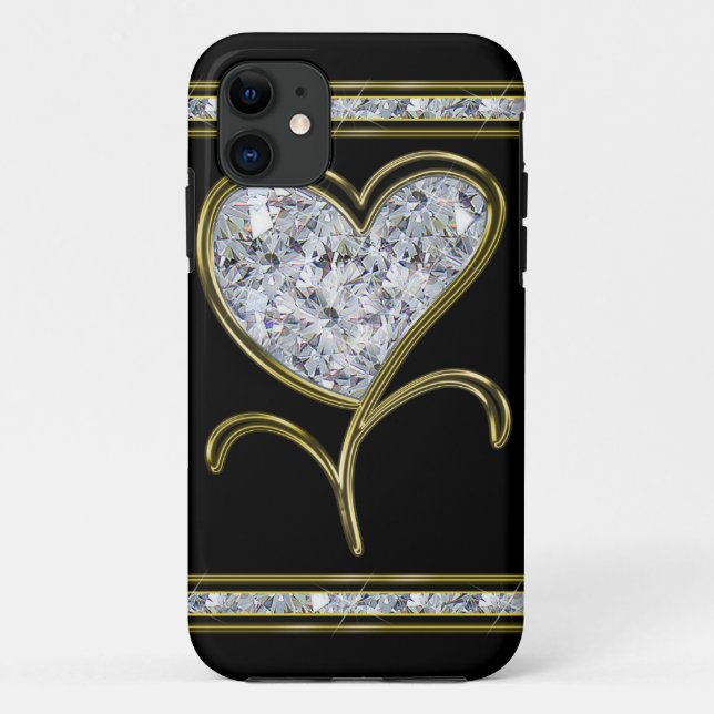 Diamant-u. Goldherz-Blume Case-Mate iPhone Hülle (Rückseite)