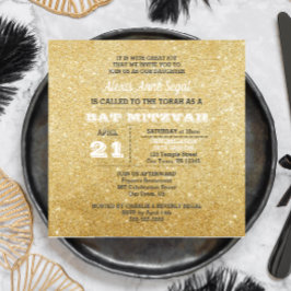 Diamant und Gold Glitzer Glam Bat Mitzvah Einladung