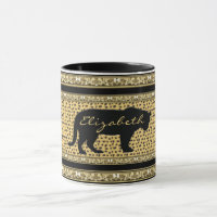 Diamant und Leopard mit Name Tasse
