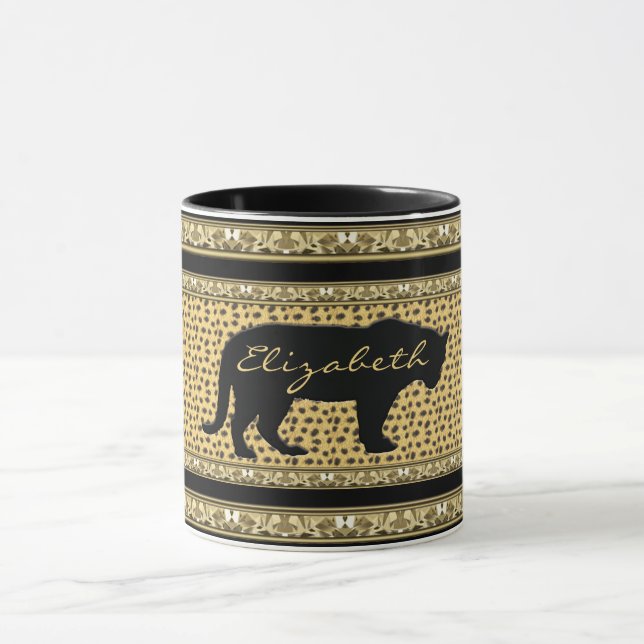 Diamant und Leopard mit Name Tasse (Zentrum)