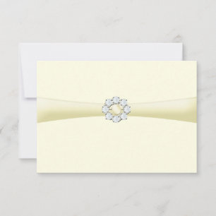 Diamant und Pearl Broach Save the Date auf Ribbon Einladung