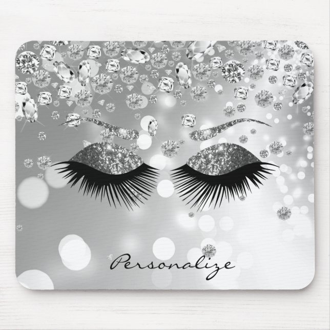 Diamant und Silber Glitzer Augen Mousepad (Vorne)