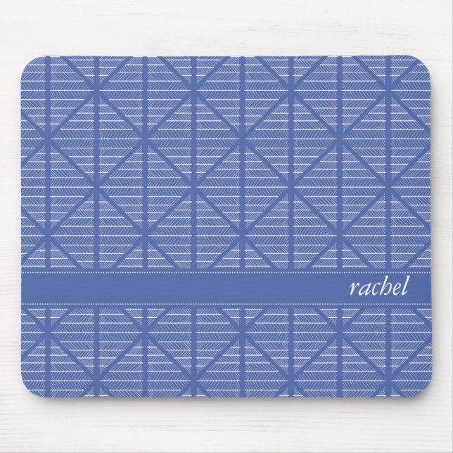 Diamant und Streifen Muster Navy/Blue Individuelle Mousepad (Vorne)