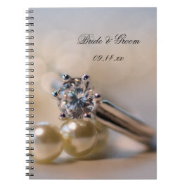Diamant Verlobung Ring and Pearls Wedding Notizblock