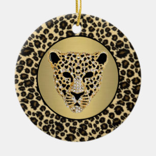 Diamant-Verziertes Jaguar Keramikornament