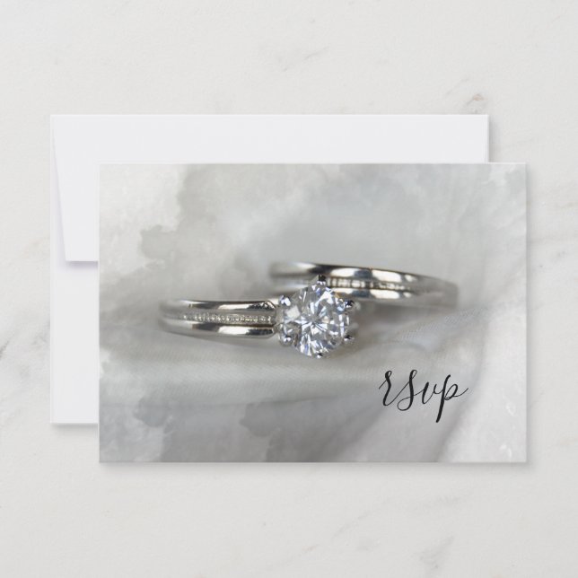 Diamant Wedding Rings auf der grauen RSVP-Karte RSVP Karte (Vorderseite)