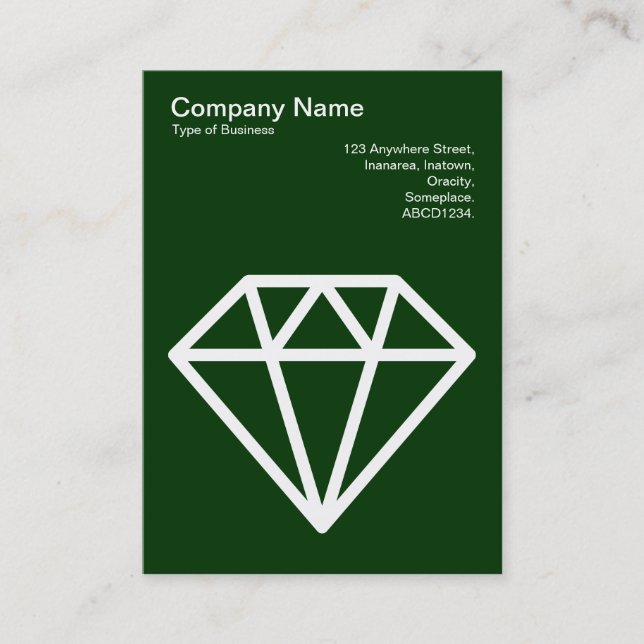 Diamant - Weiß auf dunklem Waldgrün Visitenkarte (Vorderseite)