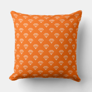 Diamant - Weiß auf Orange Kissen