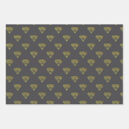 Diamant Wrapping Paper Flat Sheet Set 3 Geschenkpapier Set