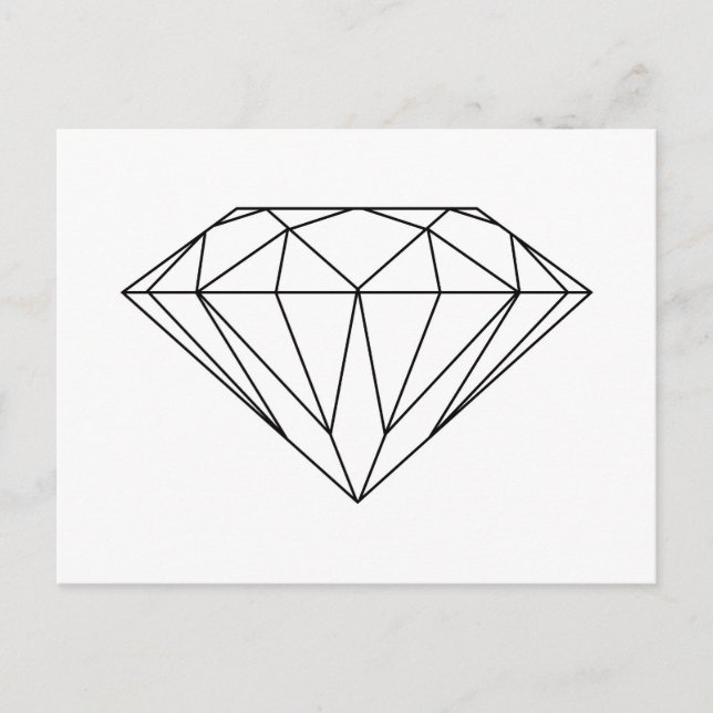 Diamant Zeichne Schwarz und Weiß modern Postkarte (Vorderseite)
