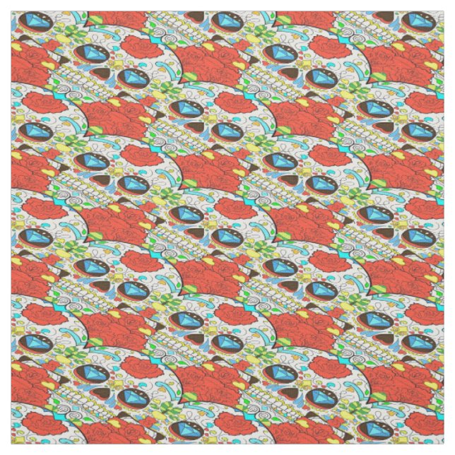 Diamantaugen Zuckerschädel Stoff (Muster)