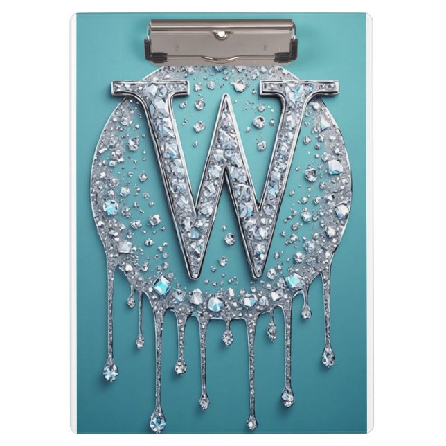 Diamantbesetztes W-Monogramm Klemmbrett (Vorderseite)
