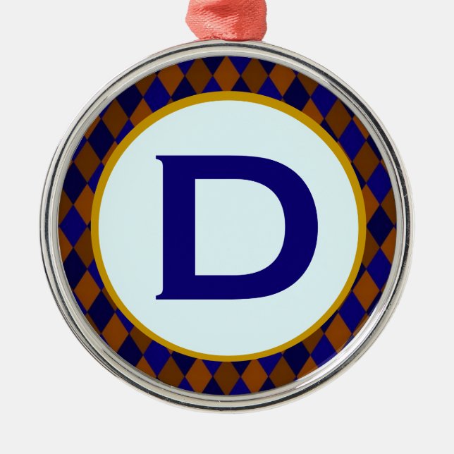 Diamantblaue Monogramm Silbernes Ornament (Vorne)