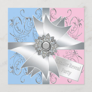 Diamantbögen Elegantes Rosa Blau Geschlecht Enthül Einladung