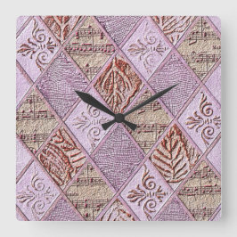 Diamantdesigns in Pinks Quadratische Wanduhr