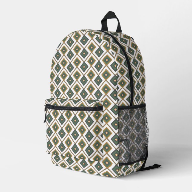 Diamante in Grün Bedruckter Rucksack (Rückseitige Ecke Rechts)